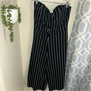 Black and white strapless cropped jumpsuit size XL